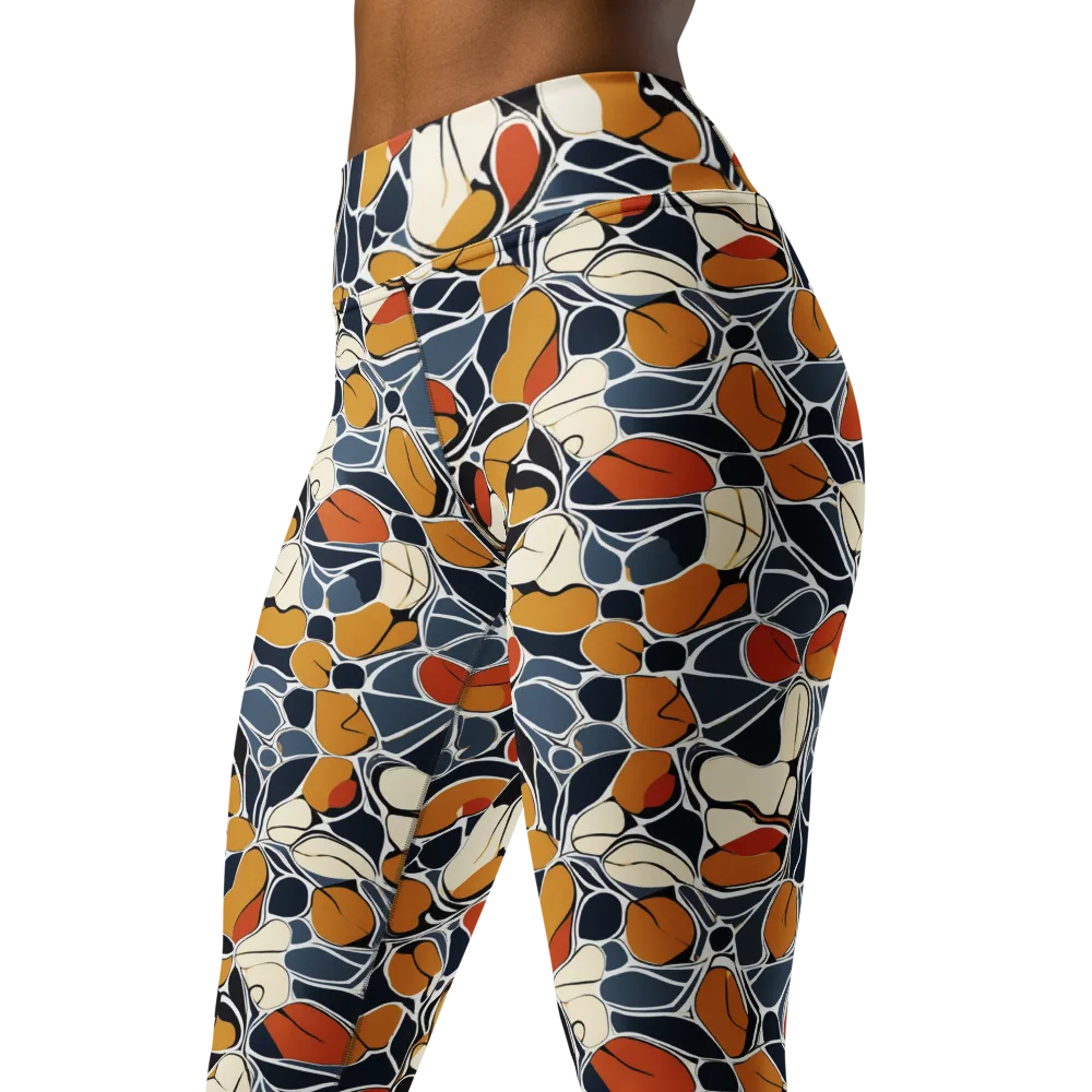 Amber Cell Garden on Yoga Leggings — Left Front