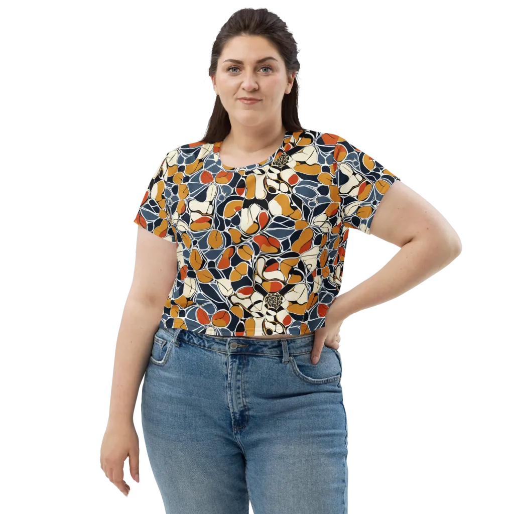 Amber Cell Garden on Crop Tee — Front
