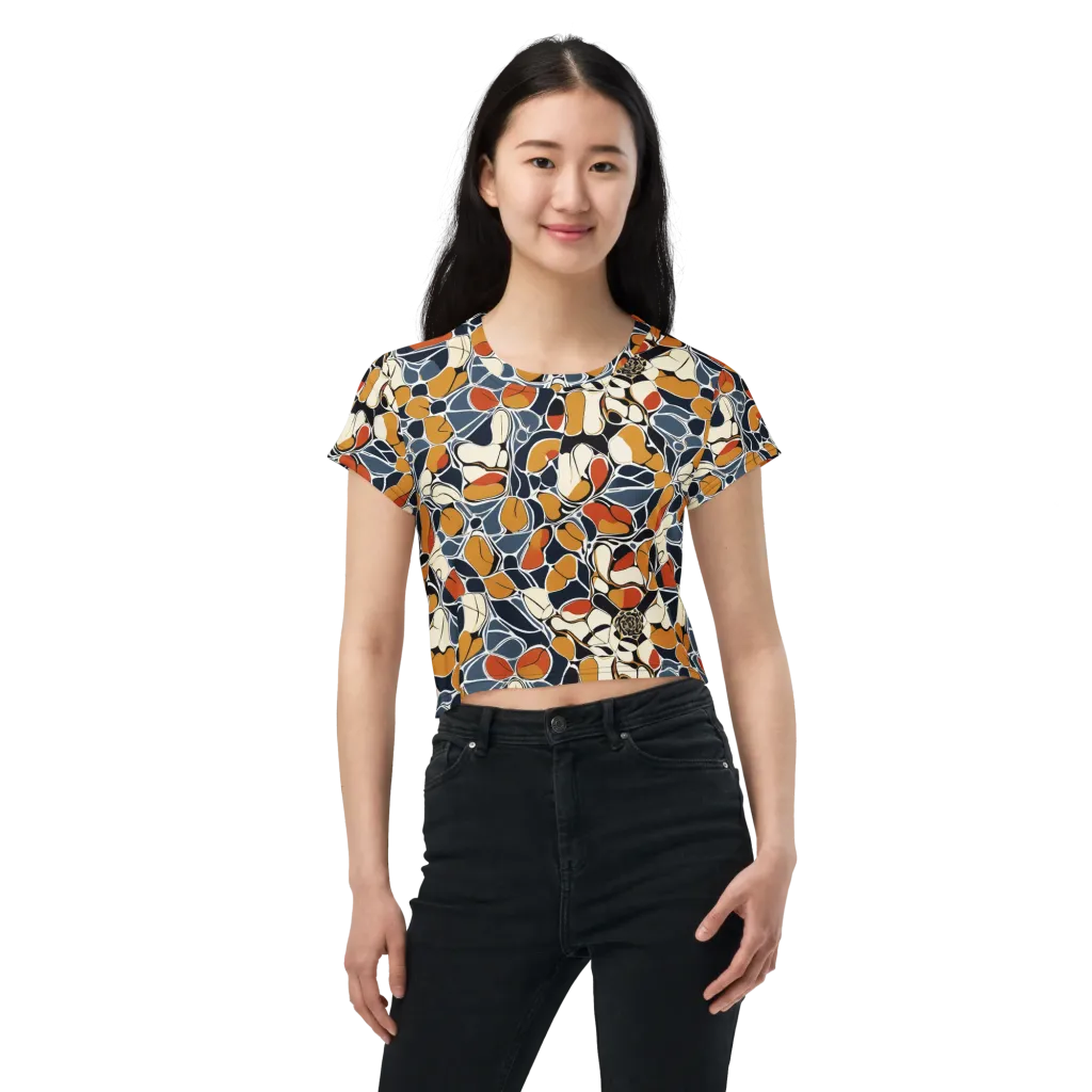 Amber Cell Garden on Crop Tee — Front