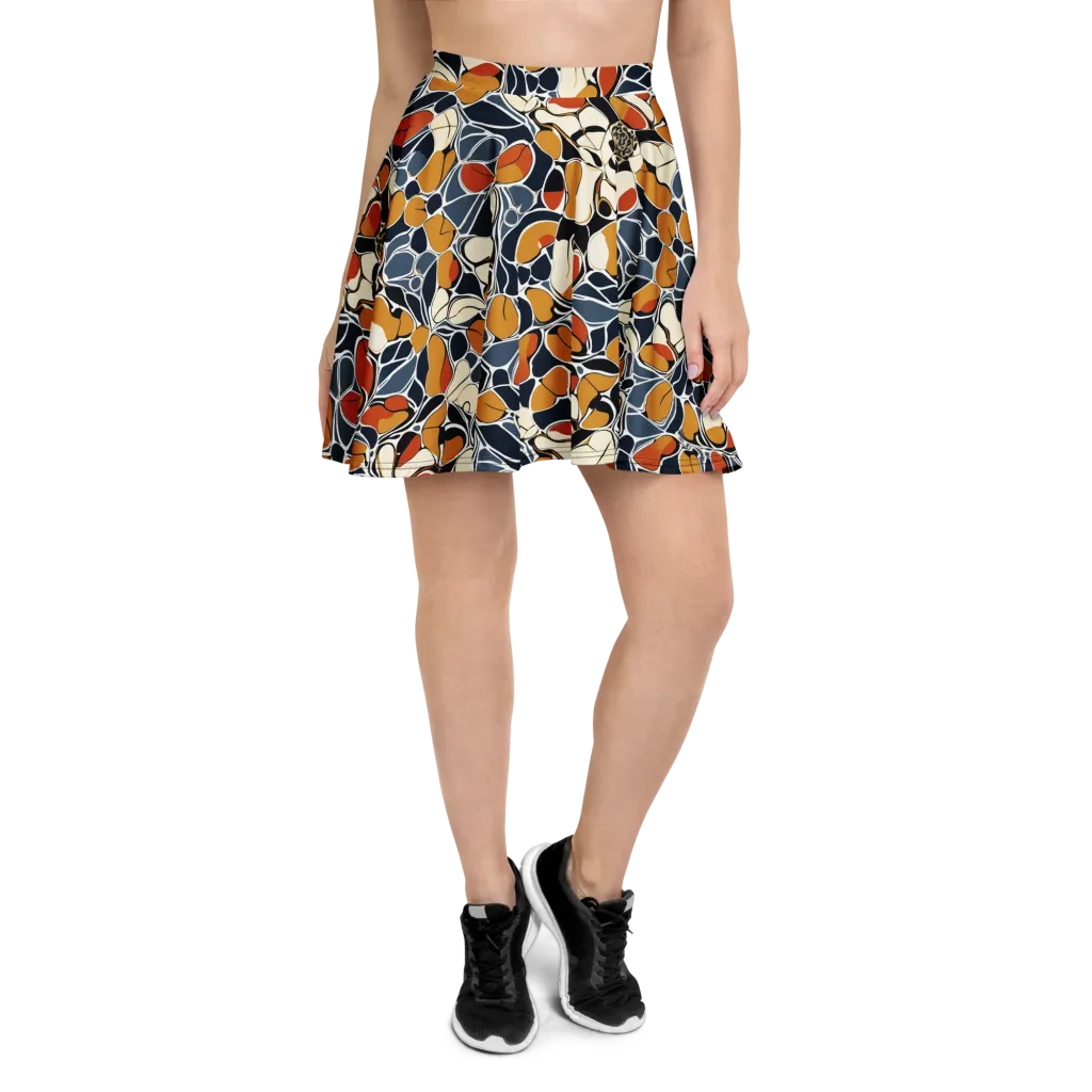 Amber Cell Garden on Skater Skirt — Front