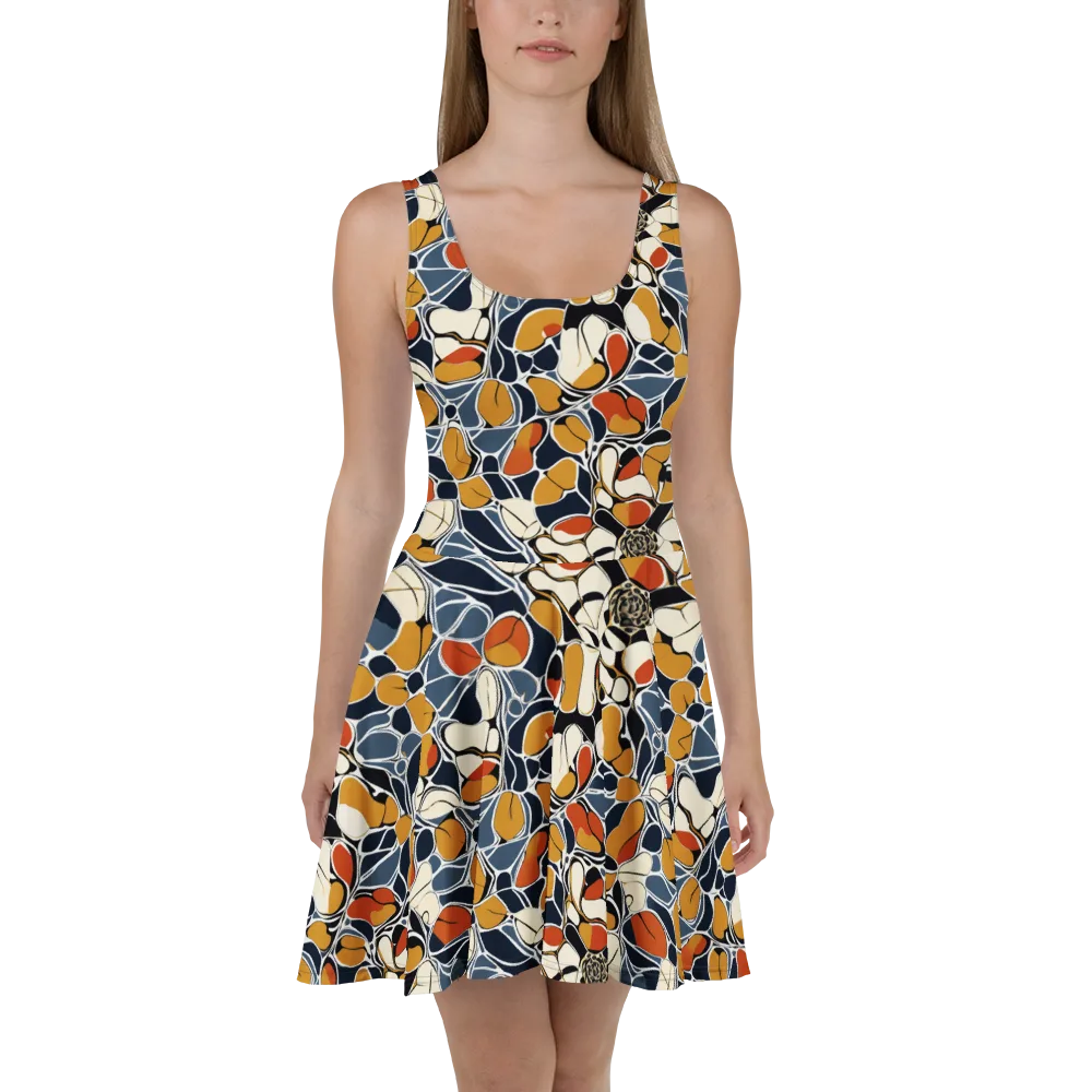 Amber Cell Garden on Skater Dress — Front