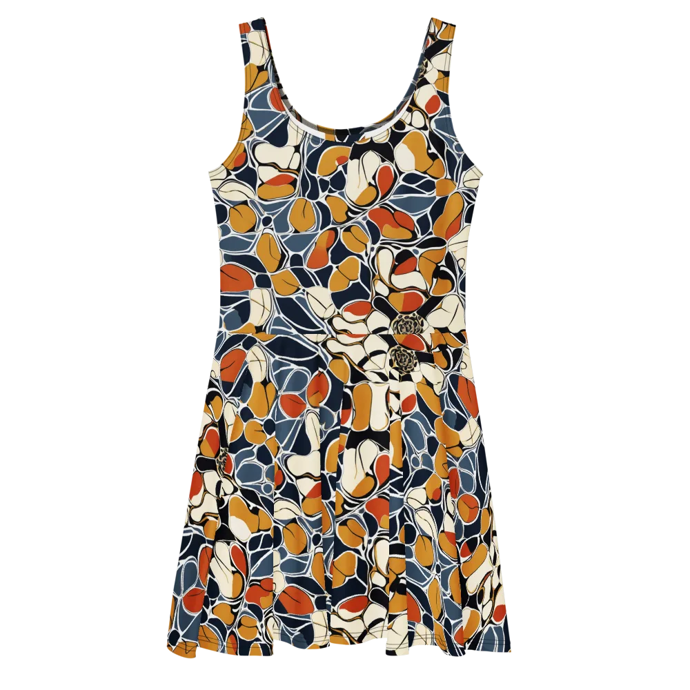 Amber Cell Garden on Skater Dress — Front