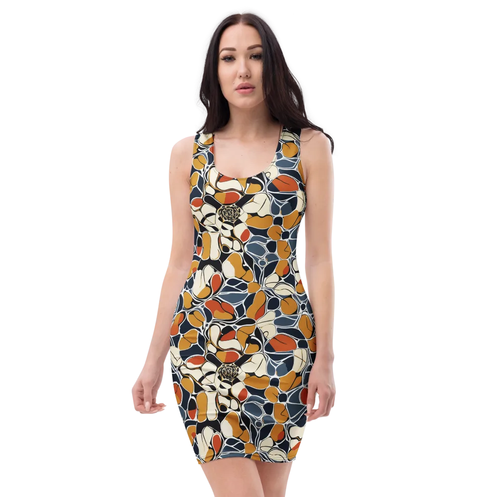 Amber Cell Garden on Bodycon Dress — Front