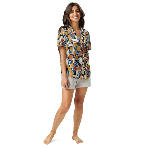 Amber Cell Garden on a Women's Short Sleeve Pajama Top