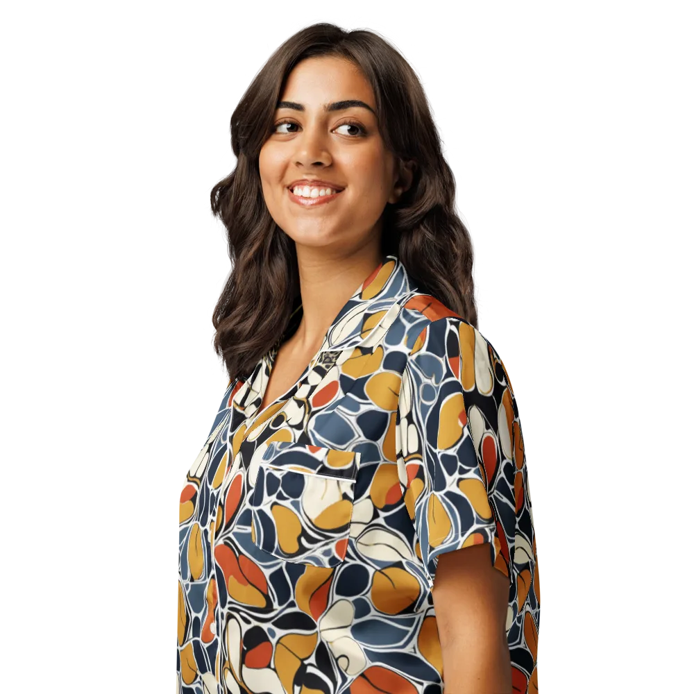 Amber Cell Garden on Women's Short Sleeve Pajama Top — Left Front