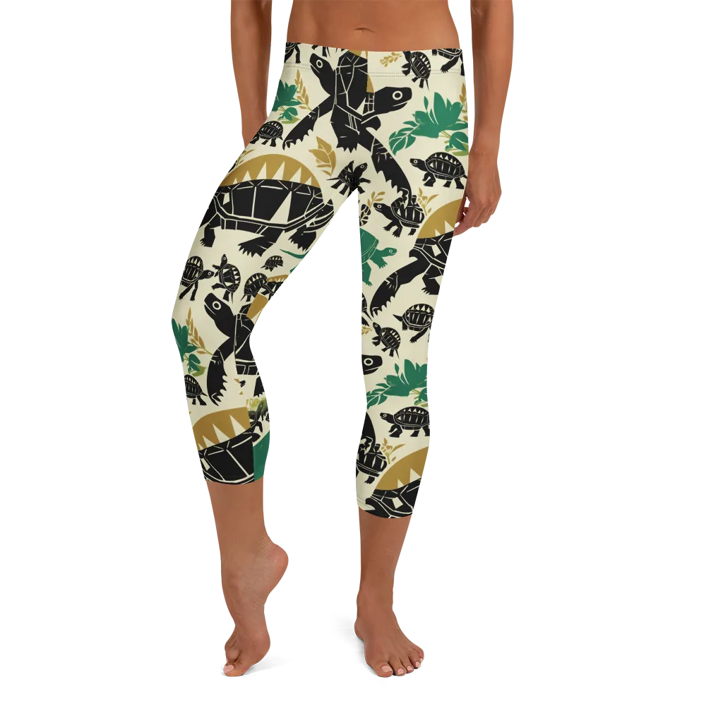 Terrapin Noir on Capri Leggings — Front