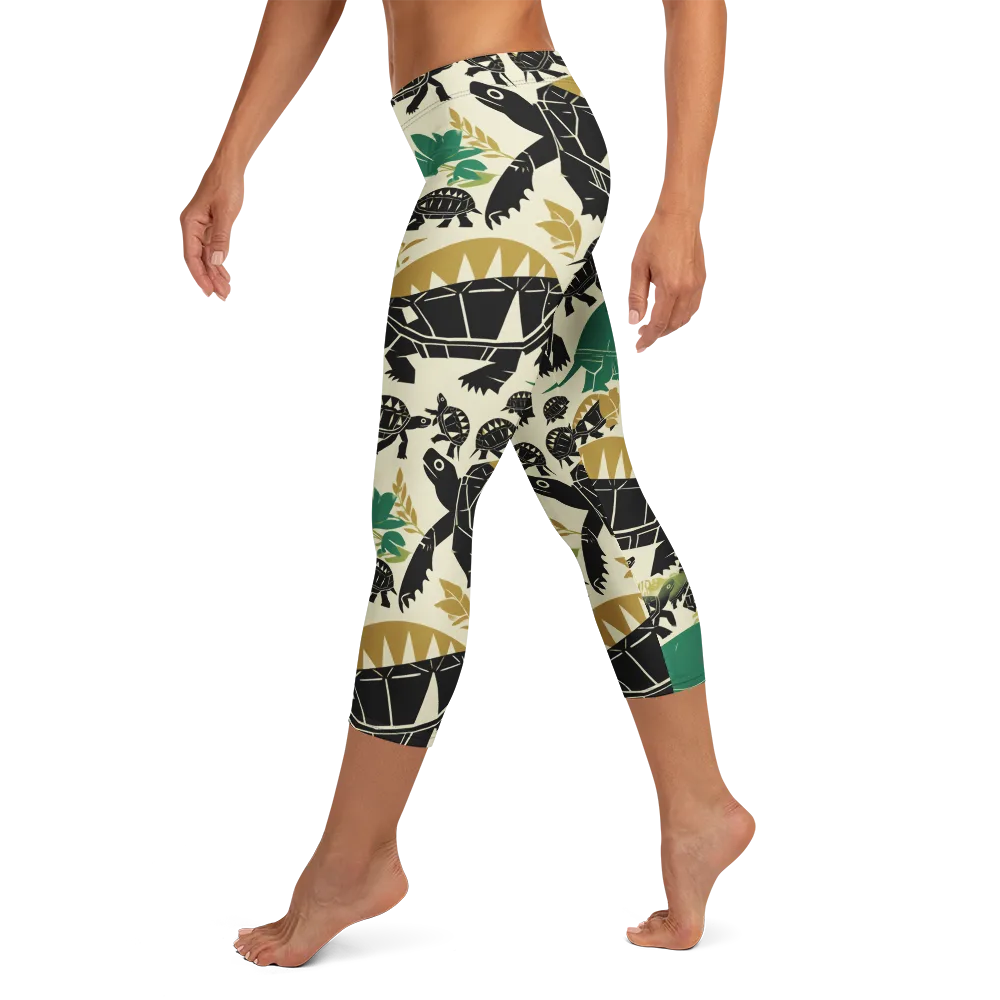 Terrapin Noir on Capri Leggings — Left
