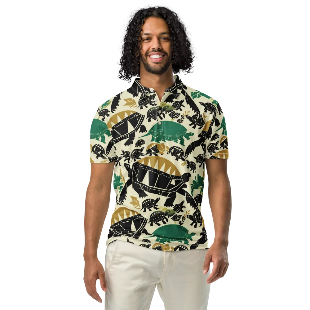 Terrapin Noir on Men's Slim Fit Polo Shirt — Front