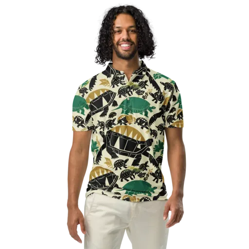 Terrapin Noir on a Men's Slim Fit Polo Shirt