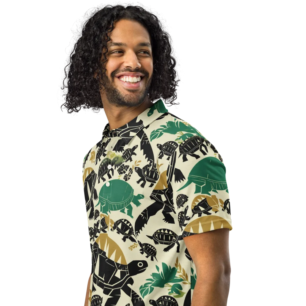 Terrapin Noir on Men's Slim Fit Polo Shirt — Left Front