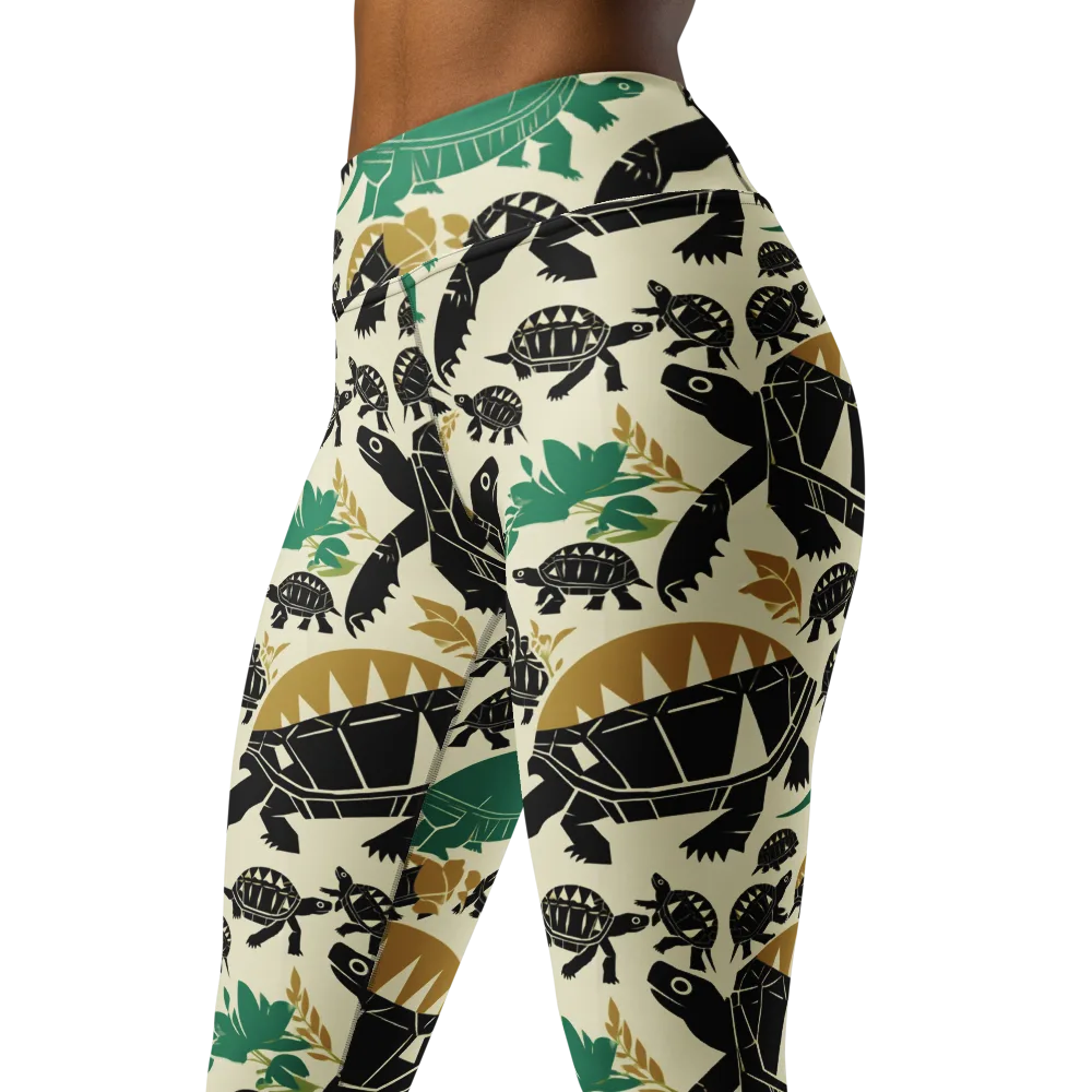 Terrapin Noir on Yoga Leggings — Left Front