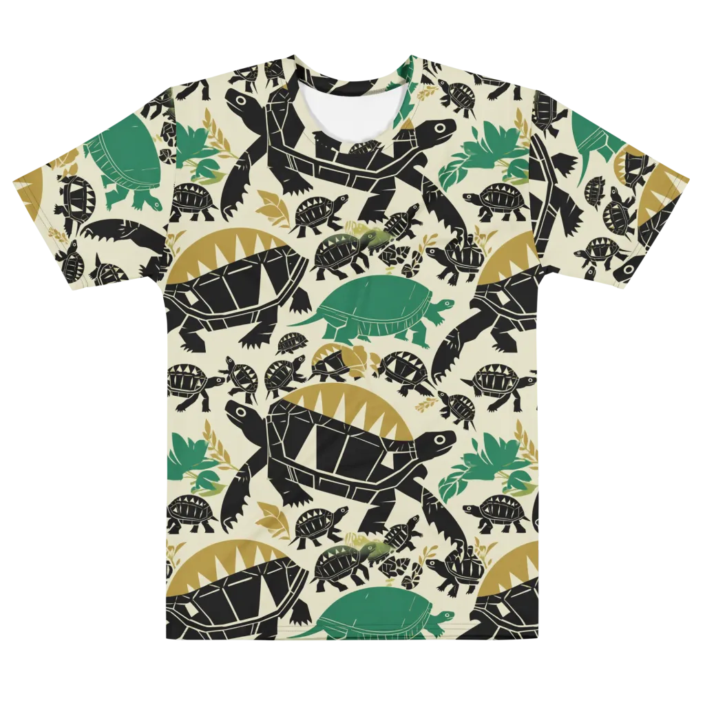 Terrapin Noir on Men's Cotton Crew Neck T-Shirt — Front