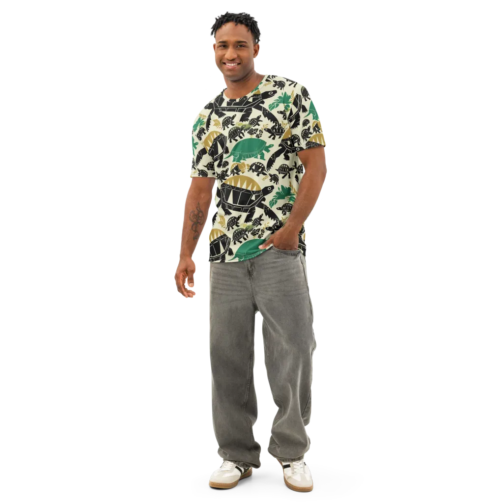 Terrapin Noir on Men's Cotton Crew Neck T-Shirt — Front