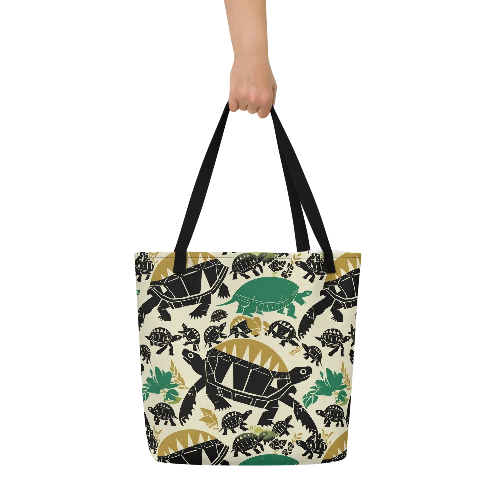 Terrapin Noir on Large Tote Bag W/ Pocket — Front