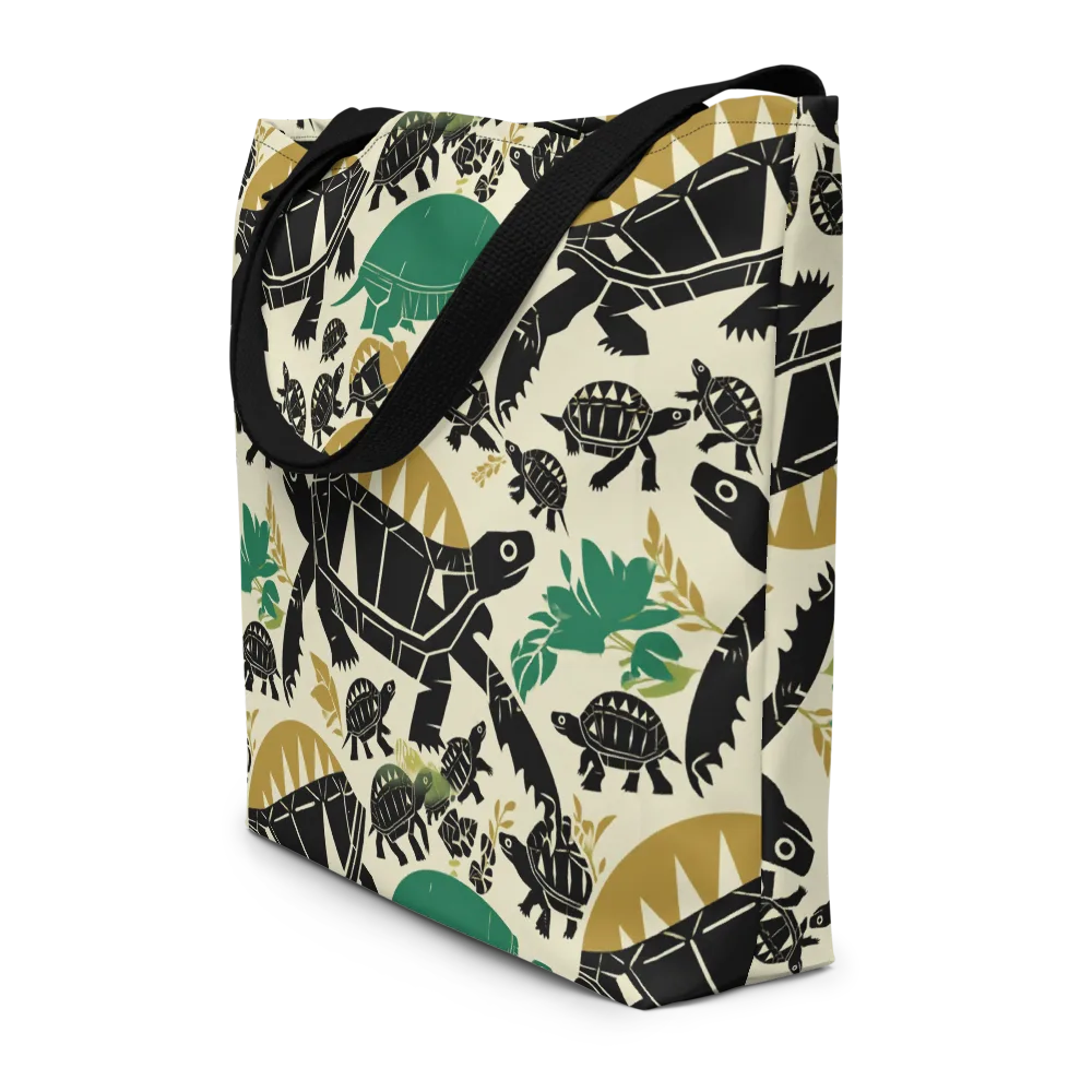 Terrapin Noir on Large Tote Bag W/ Pocket — Front