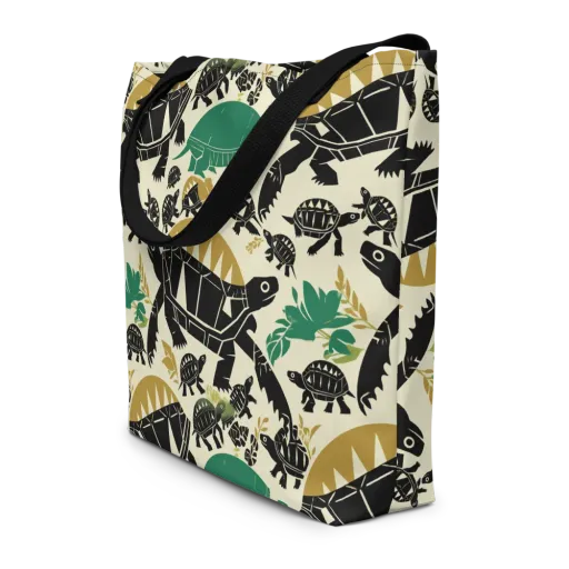 Terrapin Noir on a Large Tote Bag W/ Pocket