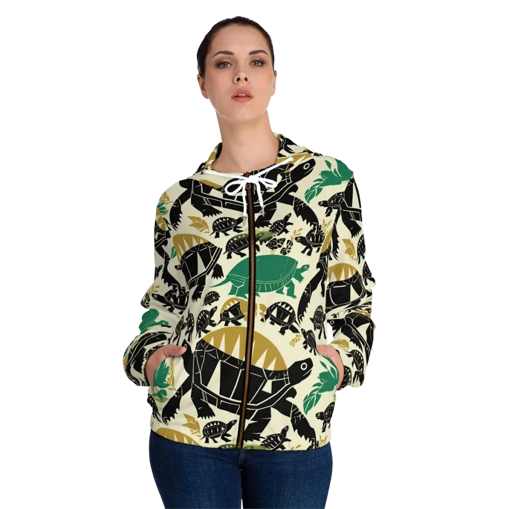 Terrapin Noir on Women's Full-Zip Hoodie — Front On Person