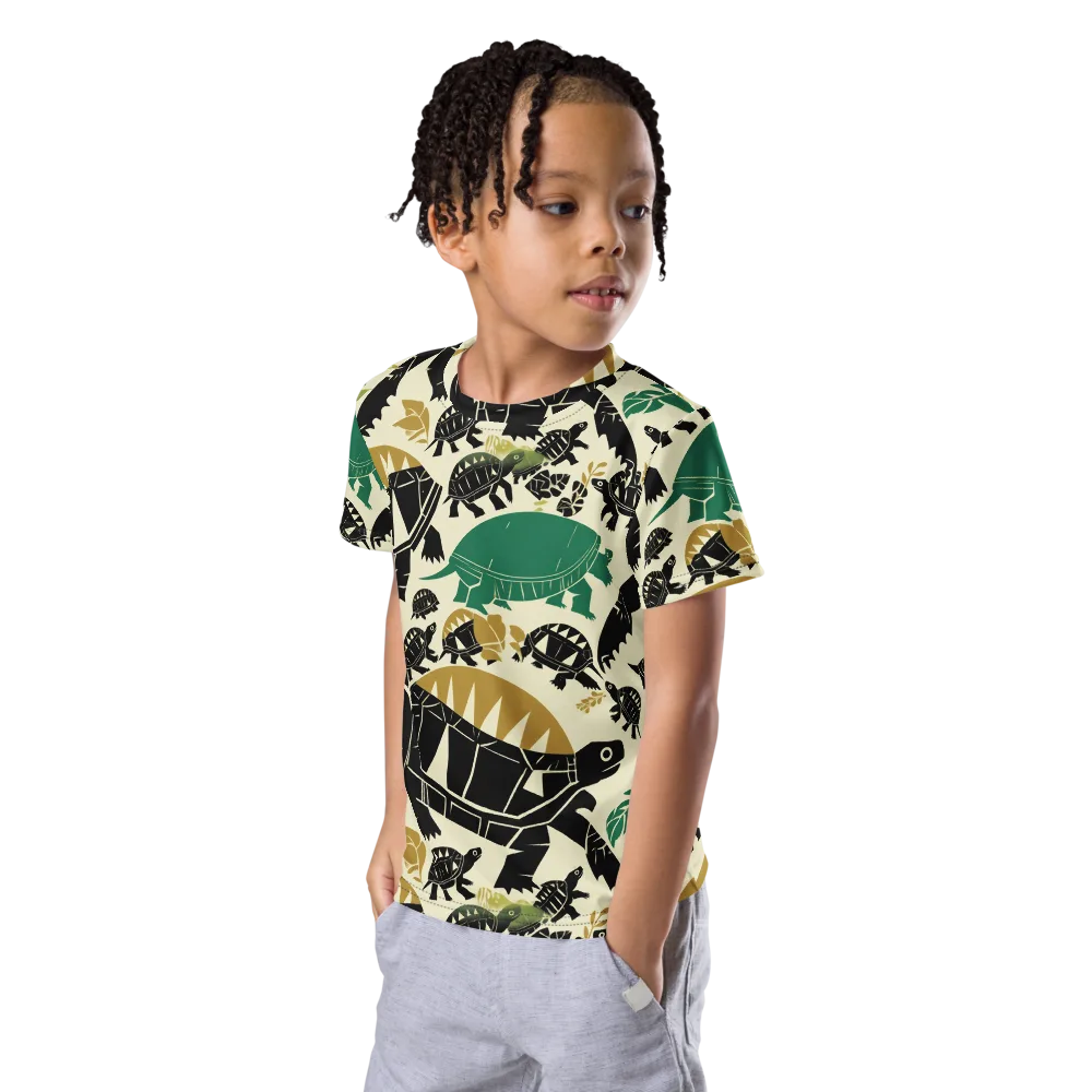 Terrapin Noir on Kids Crew Neck T-Shirt — Left Front