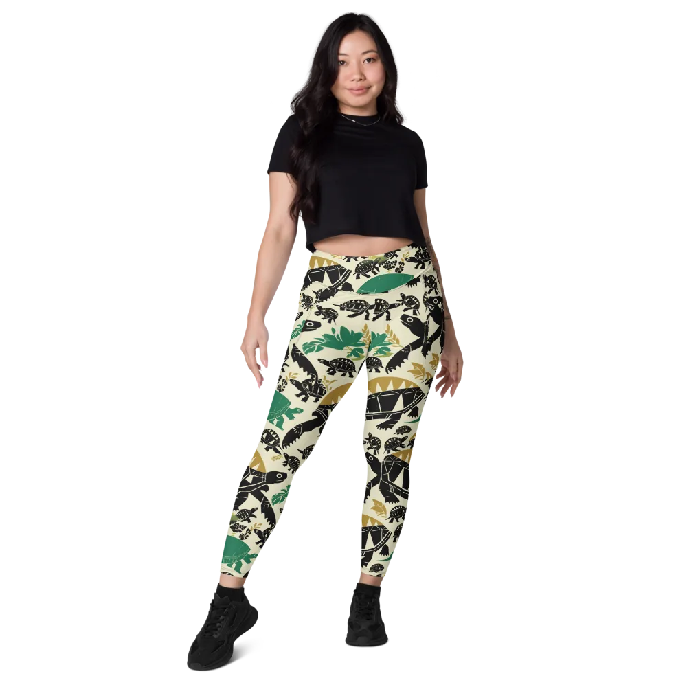Terrapin Noir on Leggings with Pockets — Front