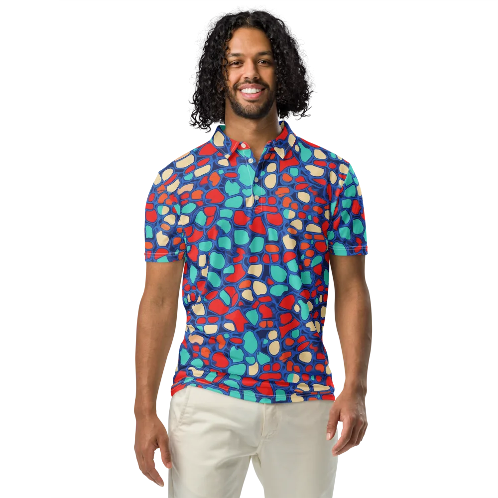 Harbor Shards on Men's Slim Fit Polo Shirt — Front