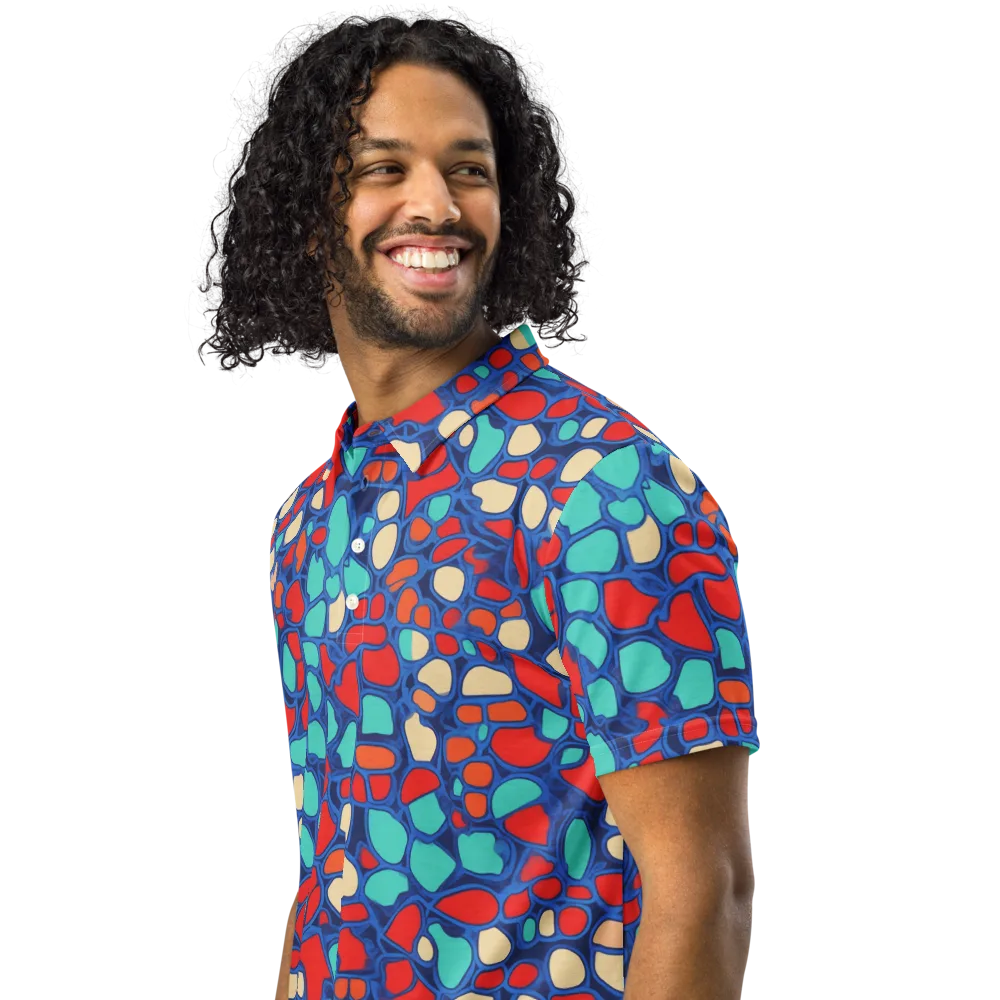 Harbor Shards on Men's Slim Fit Polo Shirt — Left Front