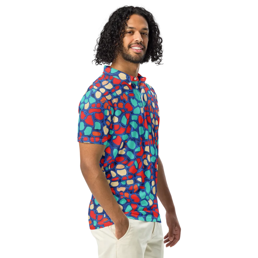 Harbor Shards on Men's Slim Fit Polo Shirt — Right Front