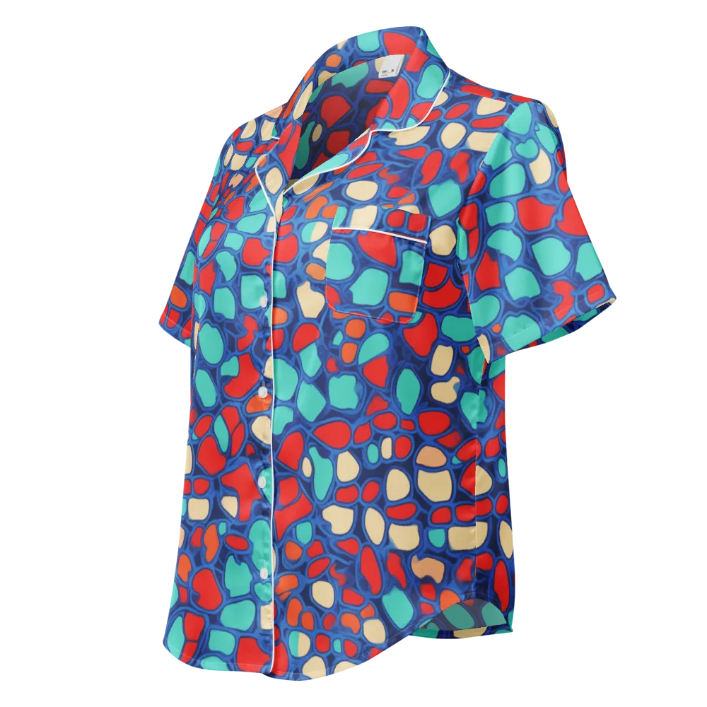 Harbor Shards on Women's Short Sleeve Pajama Top — Left Front
