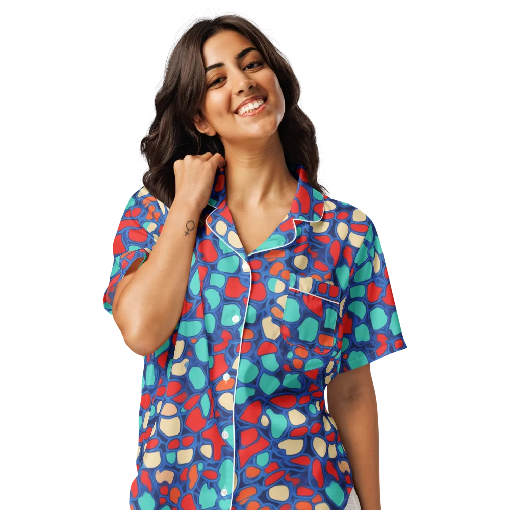 Harbor Shards on Women's Short Sleeve Pajama Top — Front