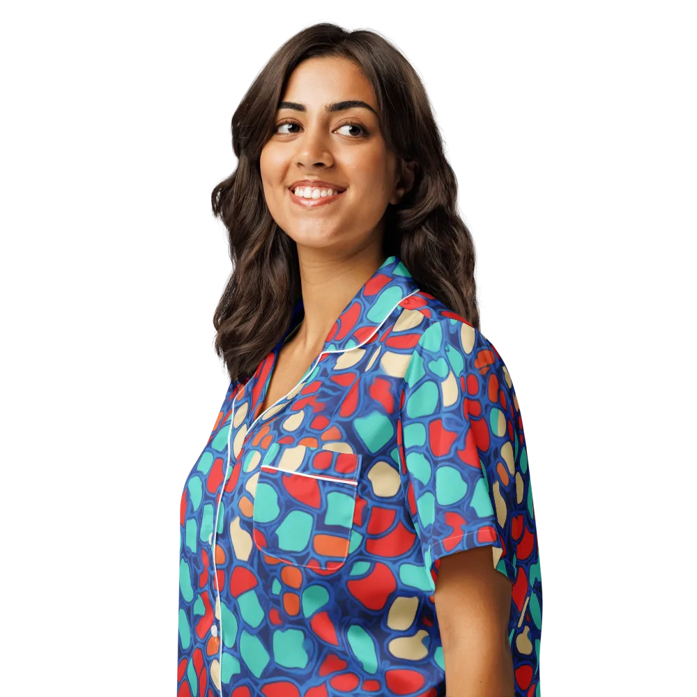 Harbor Shards on Women's Short Sleeve Pajama Top — Left Front