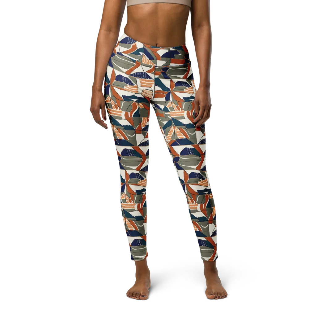 Terracotta Tectonics on Yoga Leggings — Front