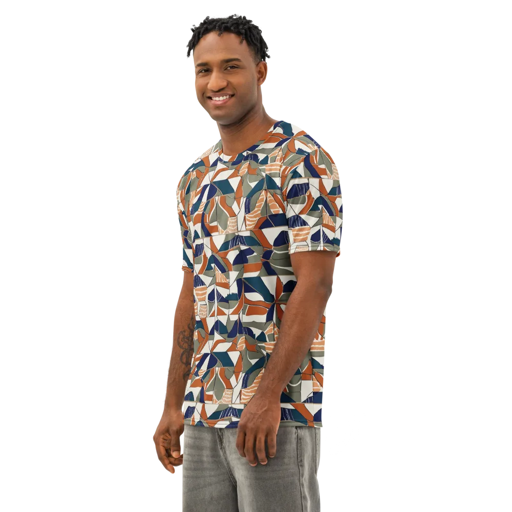 Terracotta Tectonics on Men's Cotton Crew Neck T-Shirt — Left Front