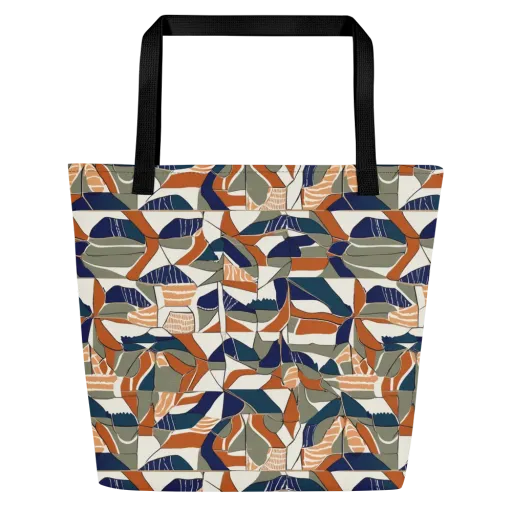 Terracotta Tectonics on a Large Tote Bag W/ Pocket