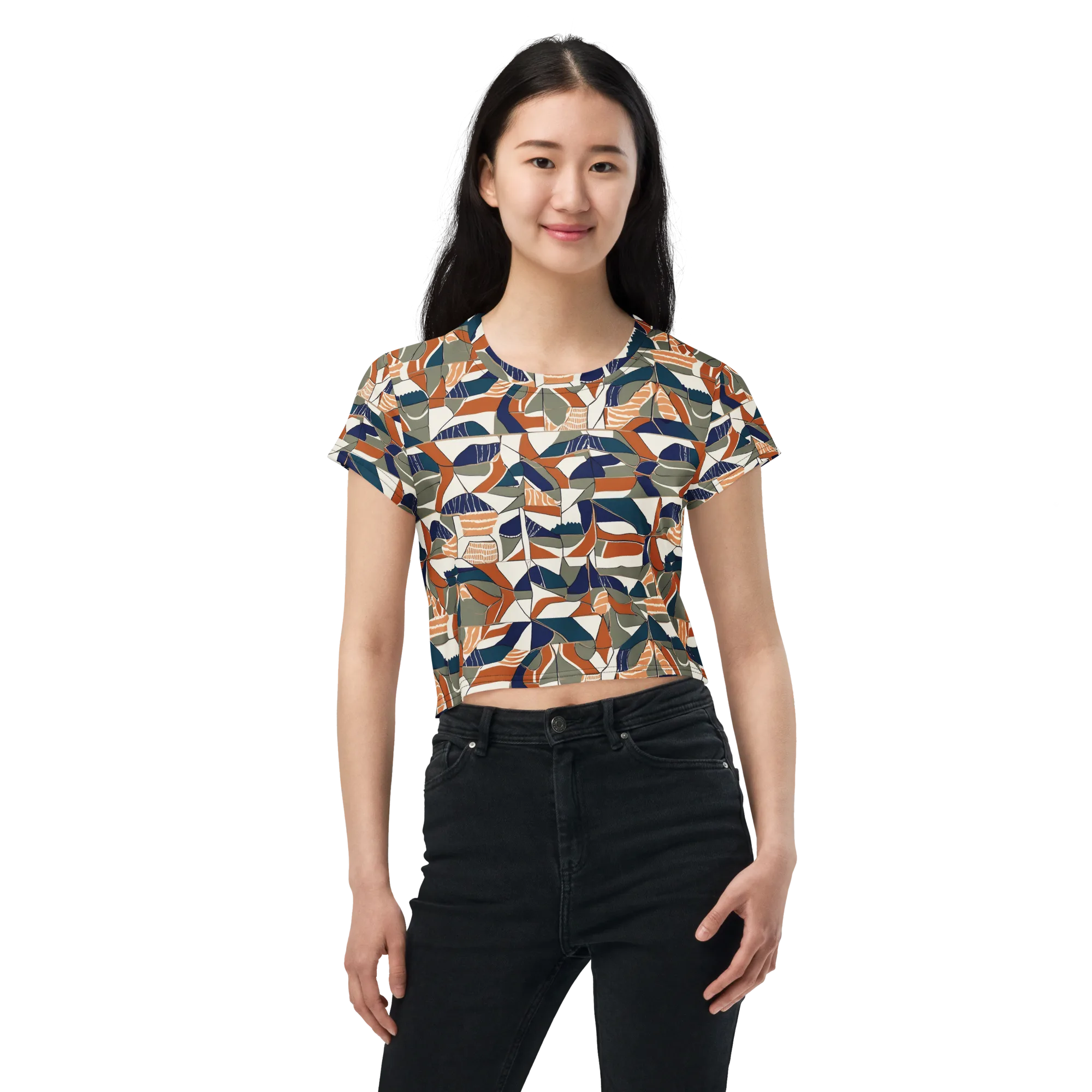 Terracotta Tectonics on Crop Tee — Front