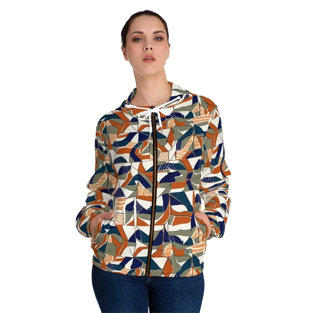 Terracotta Tectonics on Women's Full-Zip Hoodie — Front On Person