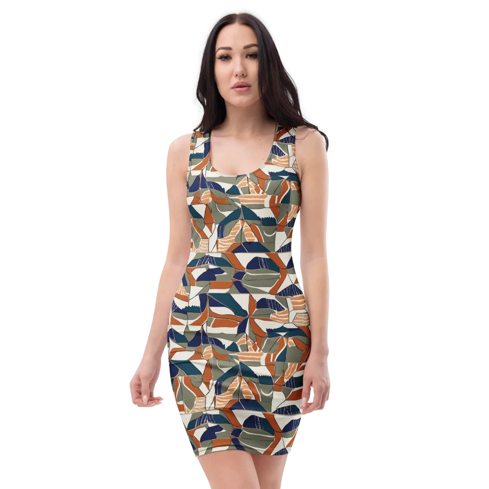 Terracotta Tectonics on Bodycon Dress — Front