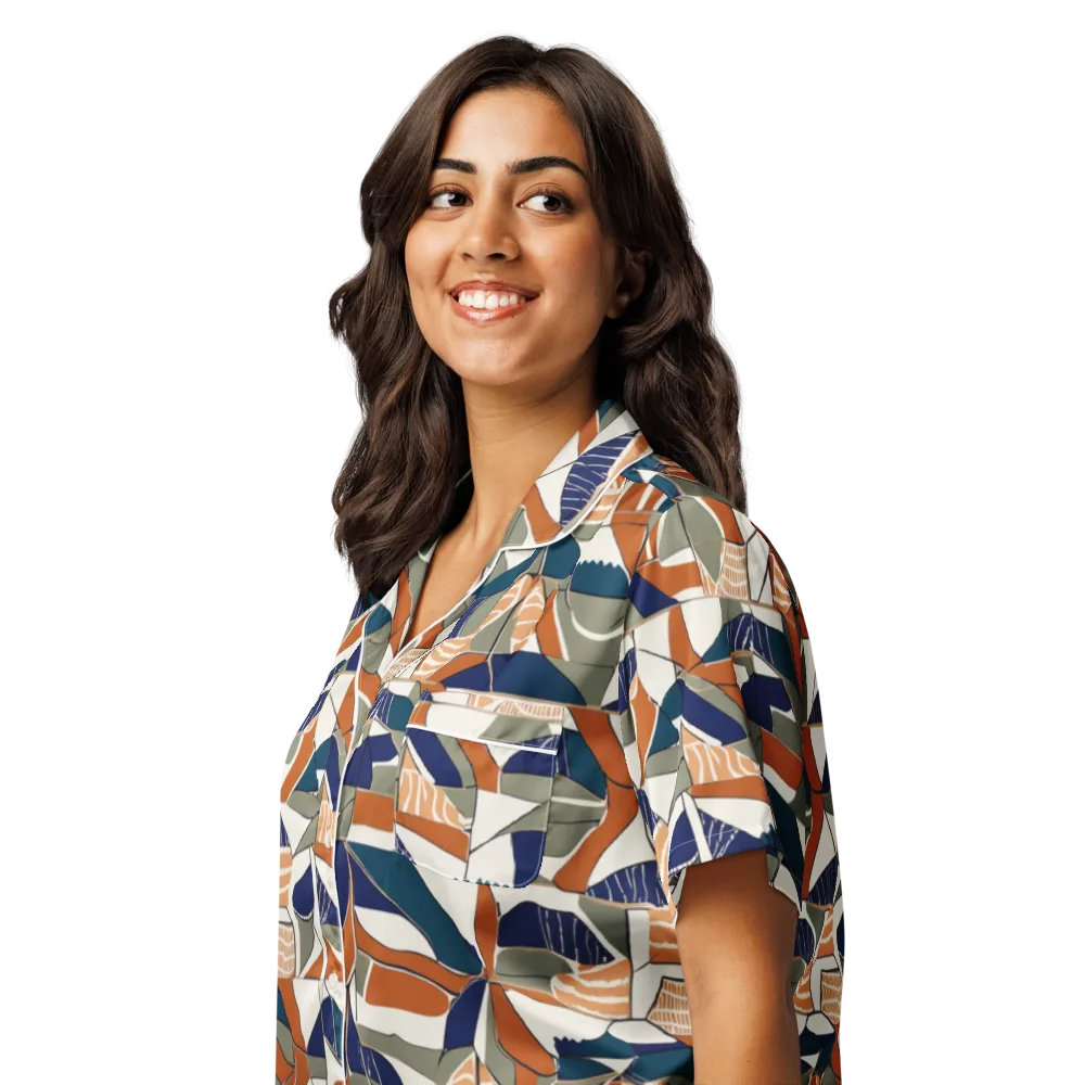 Terracotta Tectonics on Women's Short Sleeve Pajama Top — Left Front
