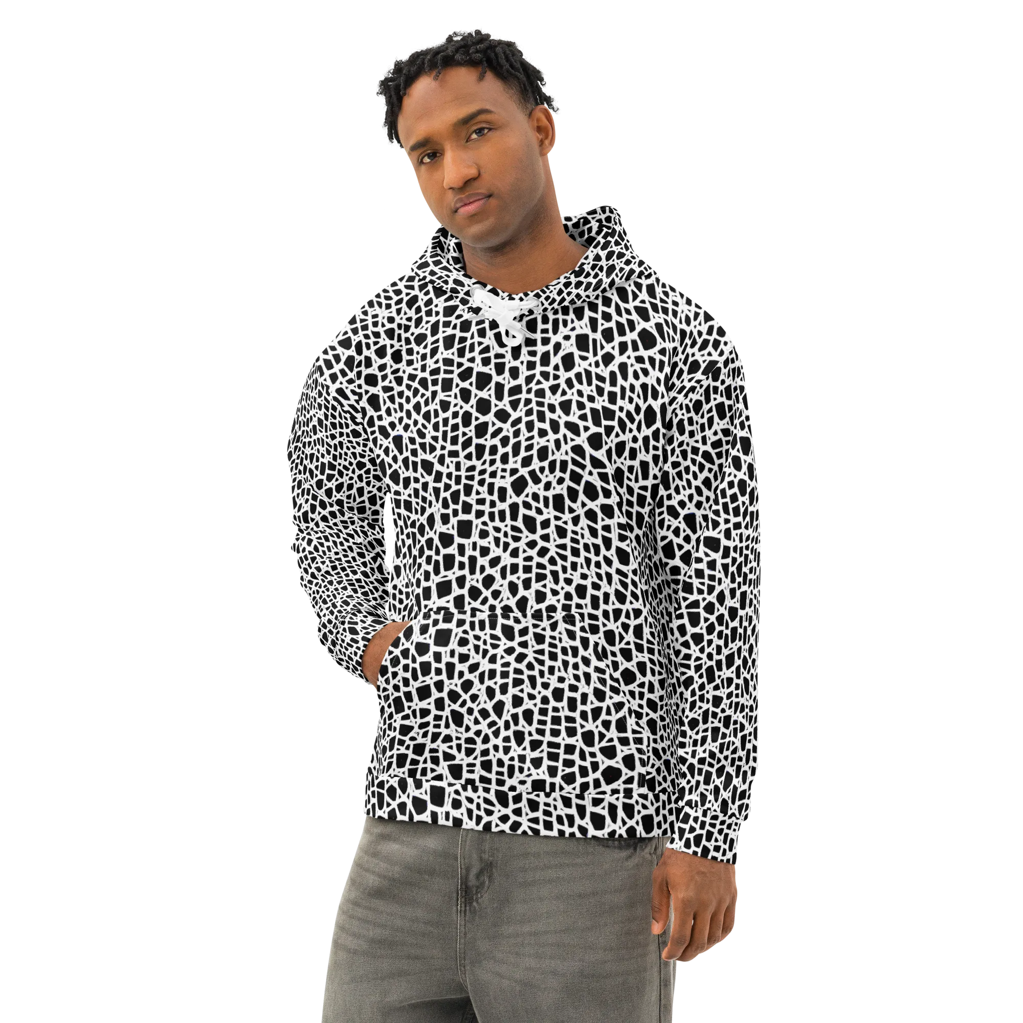 Noir Network on Cotton Hoodie — Left Front