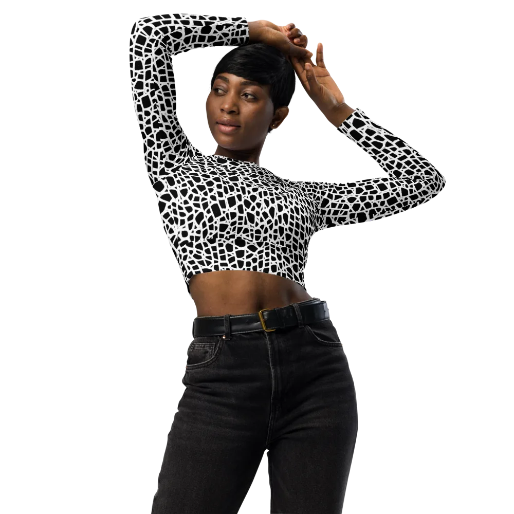 Noir Network on Long Sleeve Crop Top — Front