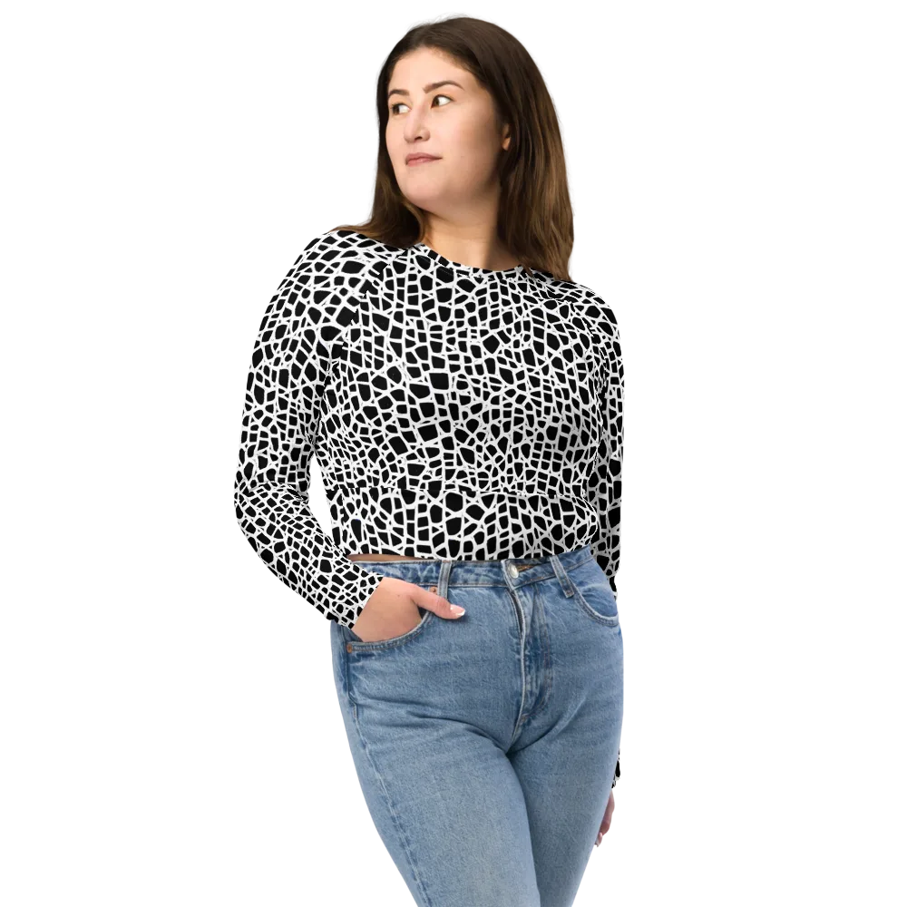 Noir Network on Long Sleeve Crop Top — Front