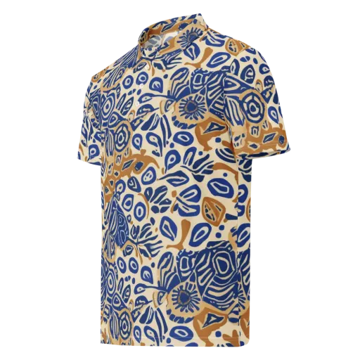 Blue Garden Static on a Men's Slim Fit Polo Shirt