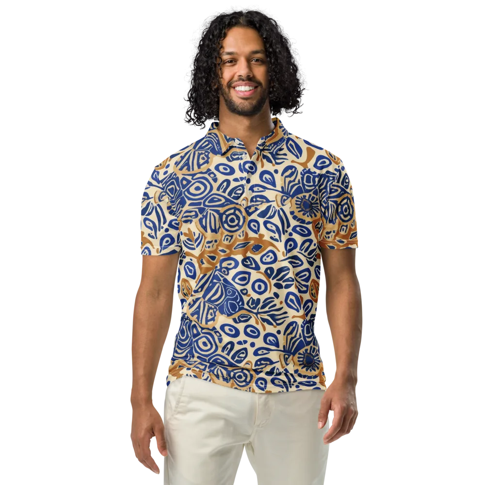 Blue Garden Static on Men's Slim Fit Polo Shirt — Front