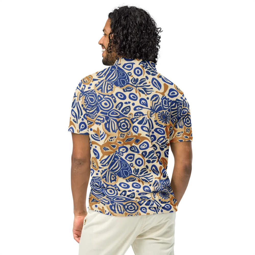 Blue Garden Static on Men's Slim Fit Polo Shirt — Back