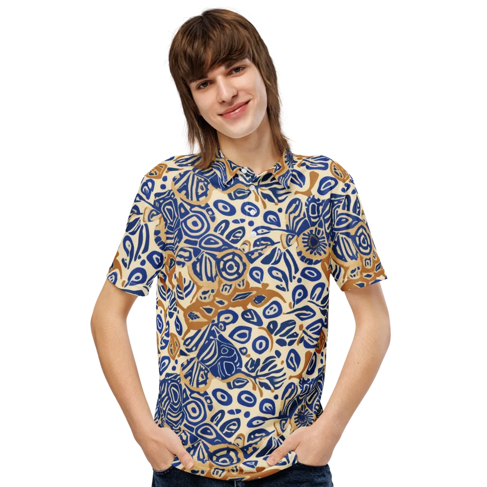 Blue Garden Static on Men's Slim Fit Polo Shirt — Front