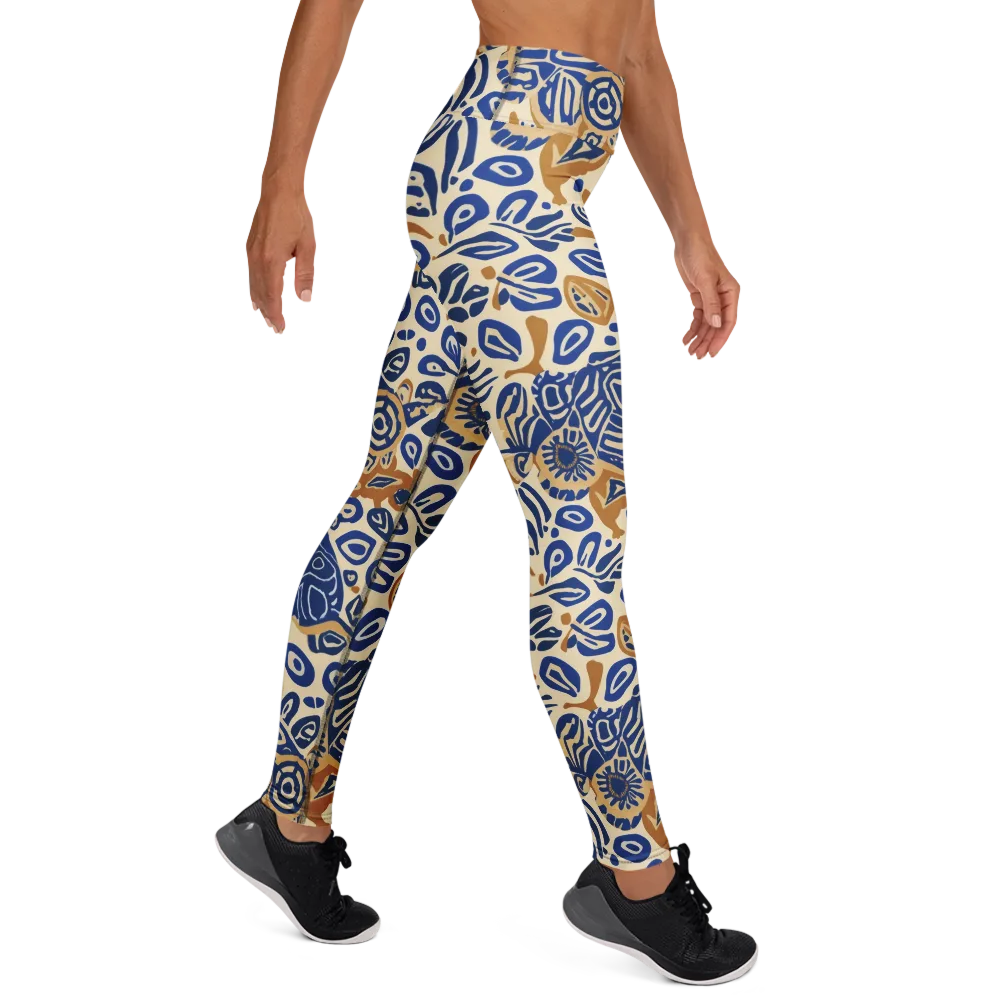Blue Garden Static on Yoga Leggings — Right