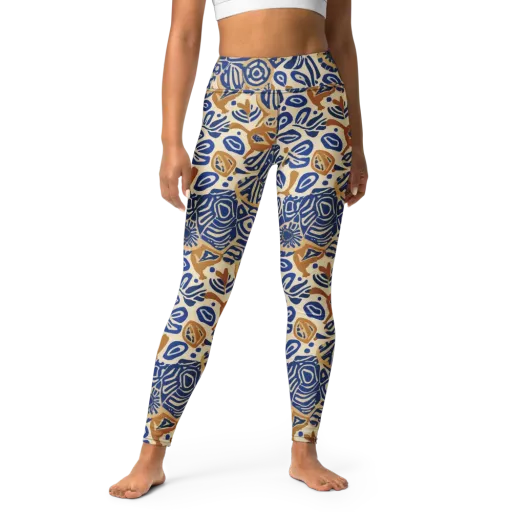 Blue Garden Static on a Yoga Leggings
