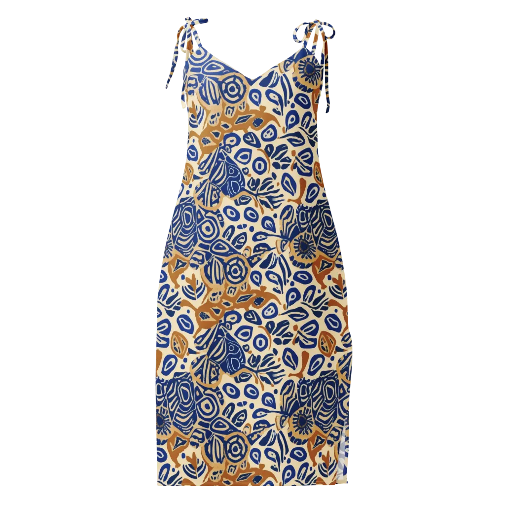 Blue Garden Static on Slip Dress — Front