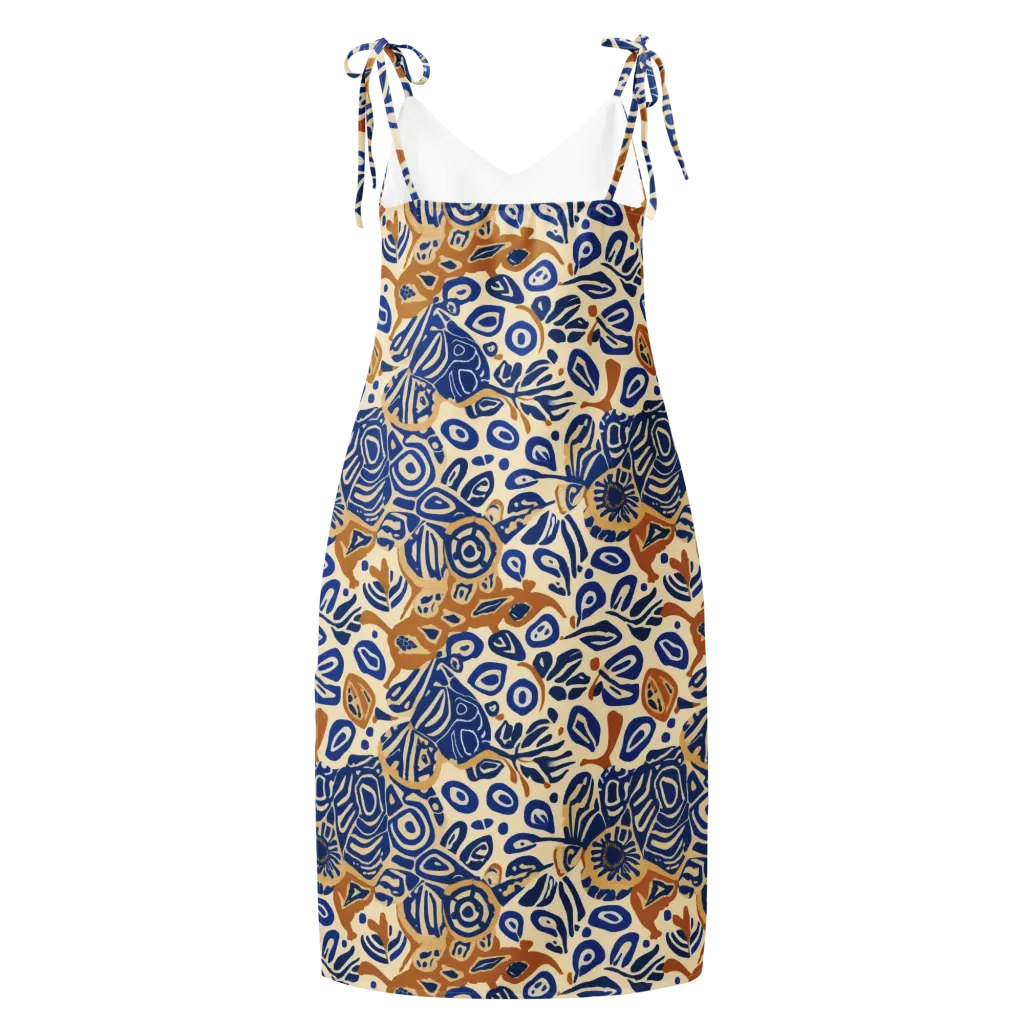 Blue Garden Static on Slip Dress — Back