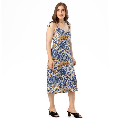 Blue Garden Static on a Slip Dress