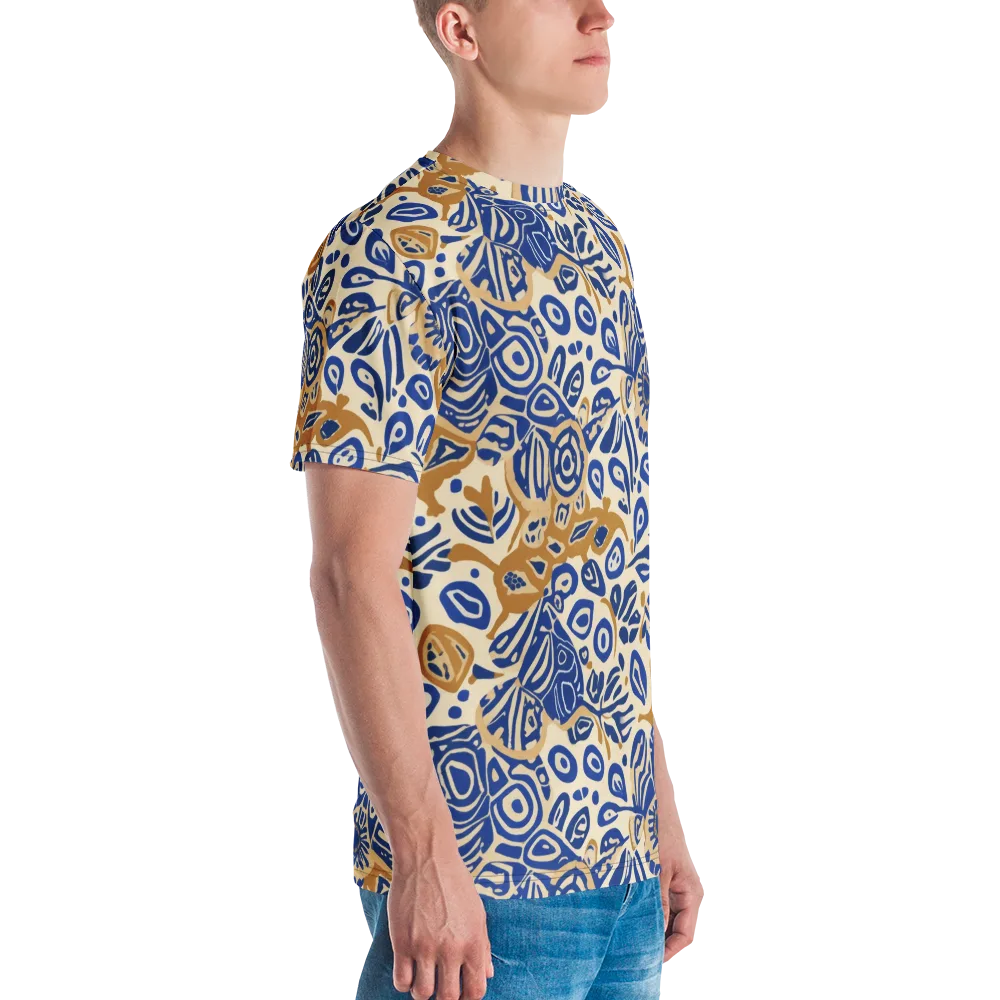 Blue Garden Static on Men's Crew Neck T-Shirt — Right