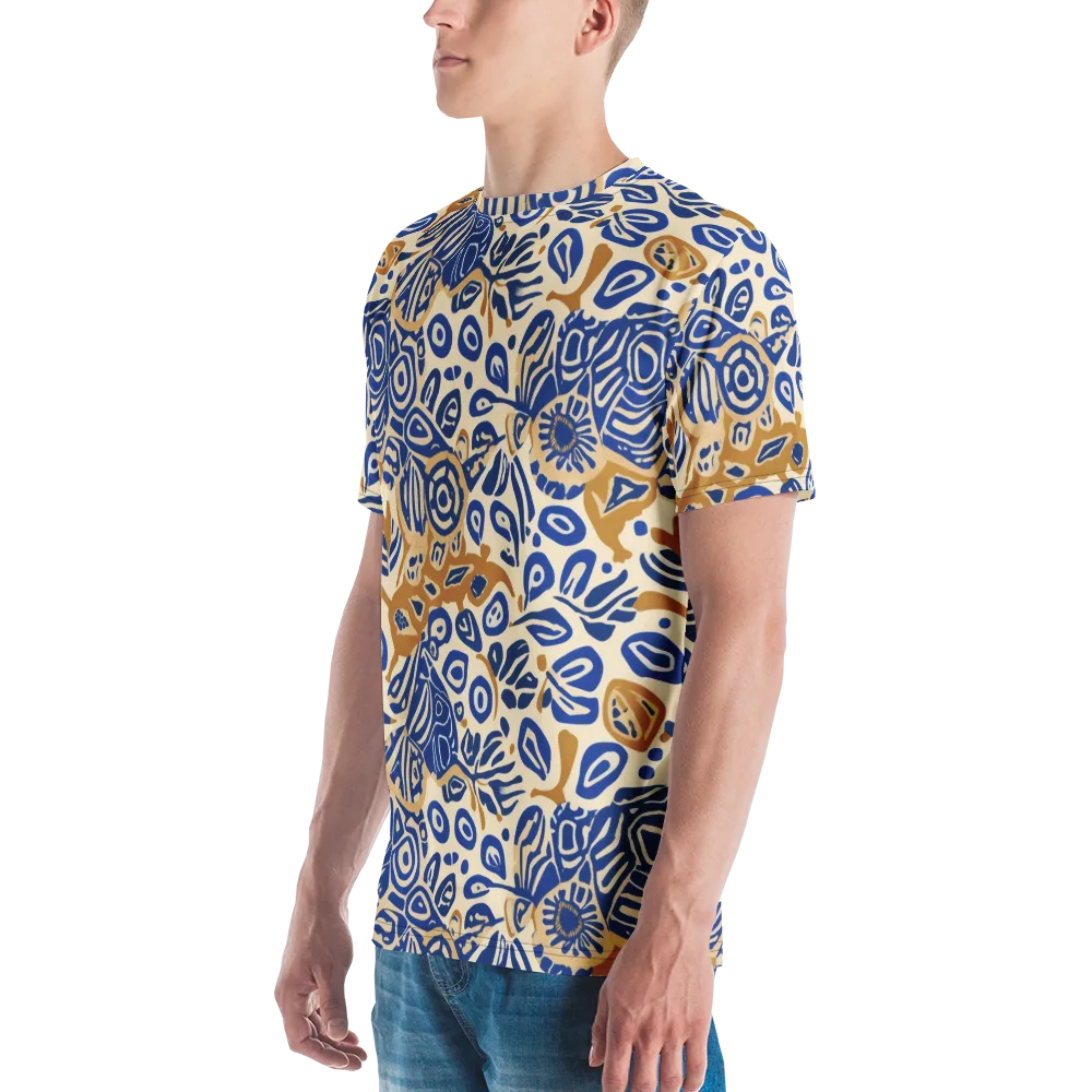 Blue Garden Static on Men's Crew Neck T-Shirt — Left